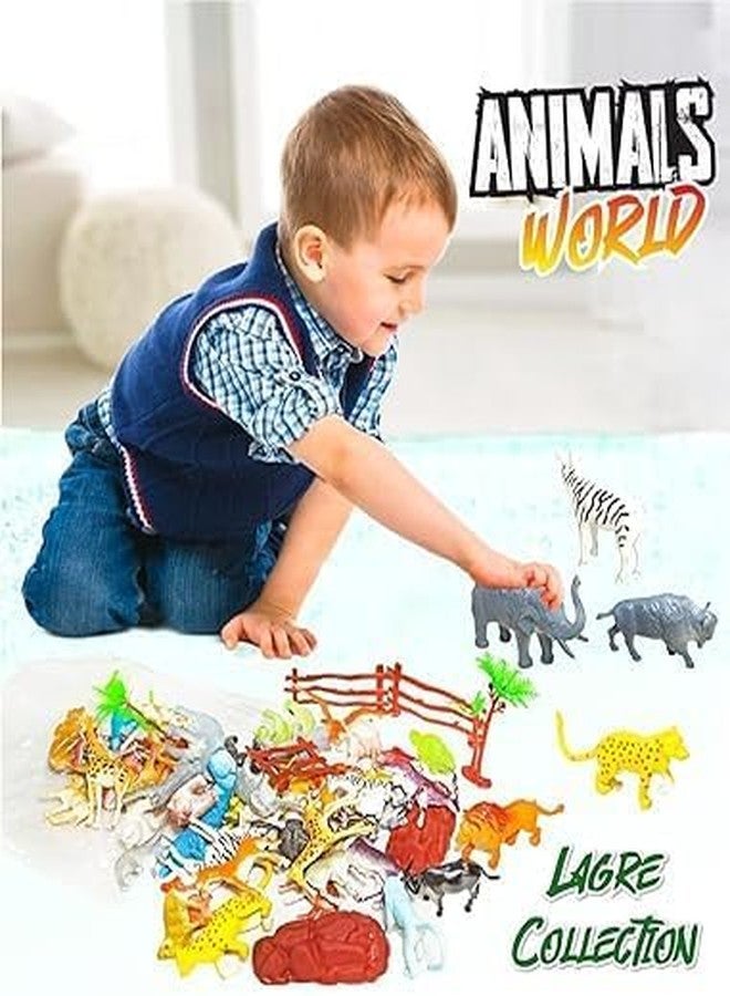 Mallexo مجموعة ألعاب حيوانات الغابة من ماليكسو للأطفال، تتضمن 58 قطعة من مجسمات حيوانات المزرعة، ومجموعات حيوانات حديقة الحيوانات البرية، وألعاب للأولاد والبنات مع حمار وحشي وأسد ونمر، ولعبة سفاري الغابة للأطفال (58 قطعة - فيل). - Image 2